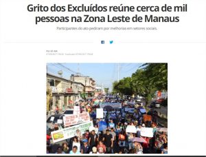Read more about the article G1 Amazonas – Grito dos Excluídos reúne cerca de mil pessoas na Zona Leste de Manaus