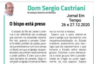 Read more about the article O bispo está preso – Artigo publicado no Jornal Em Tempo – 26 e 27/12/2020